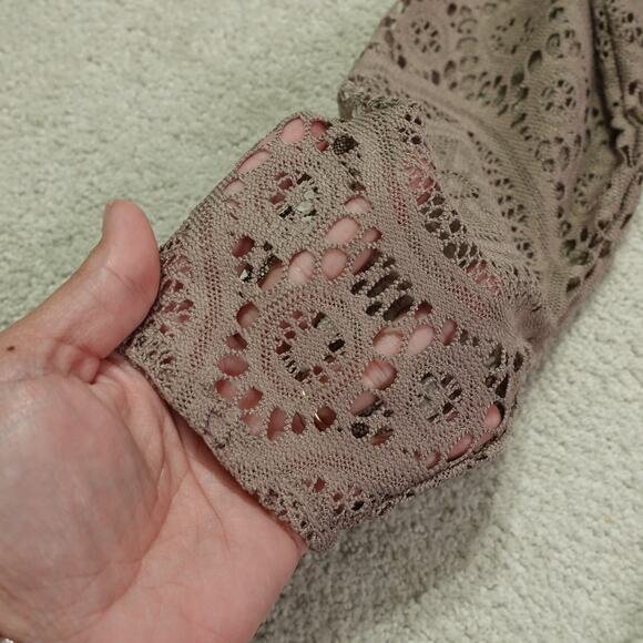 Soft Surroundings Womens Lace Tunic Long Sleeve Asymmetrical Hem Taupe Size XL - Picture 5 of 9